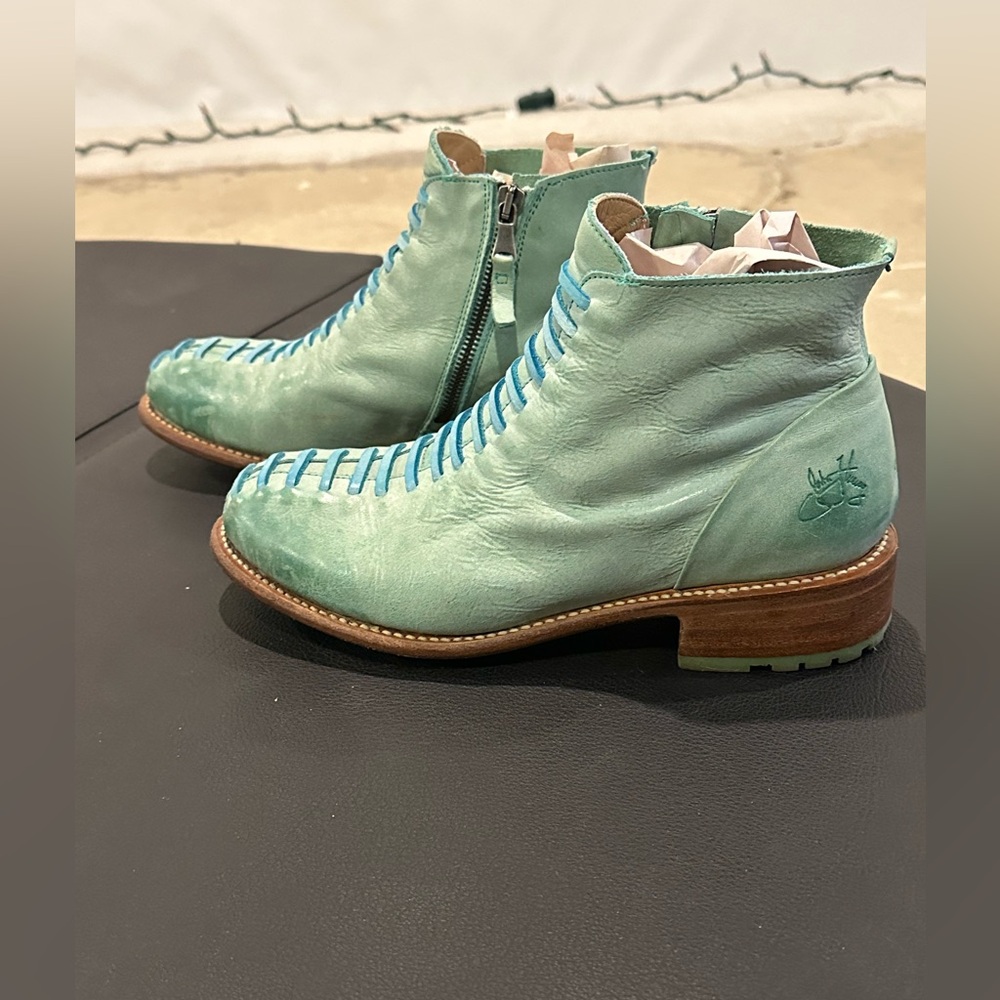 John Fluevog Mint Green Ankle Boots